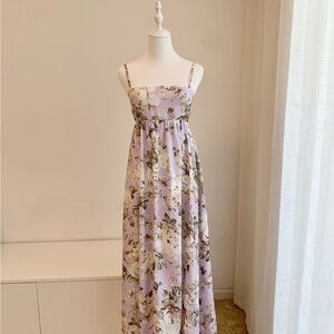 Floral Lavender Maxi Sundress with Spaghetti Straps